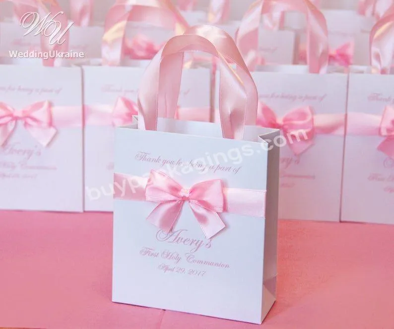 Cheap White Luxury Ribbon Handles Wedding Jewellery Gift Packaging Custom Printed Shopping Paper Bags With Your Own Logo