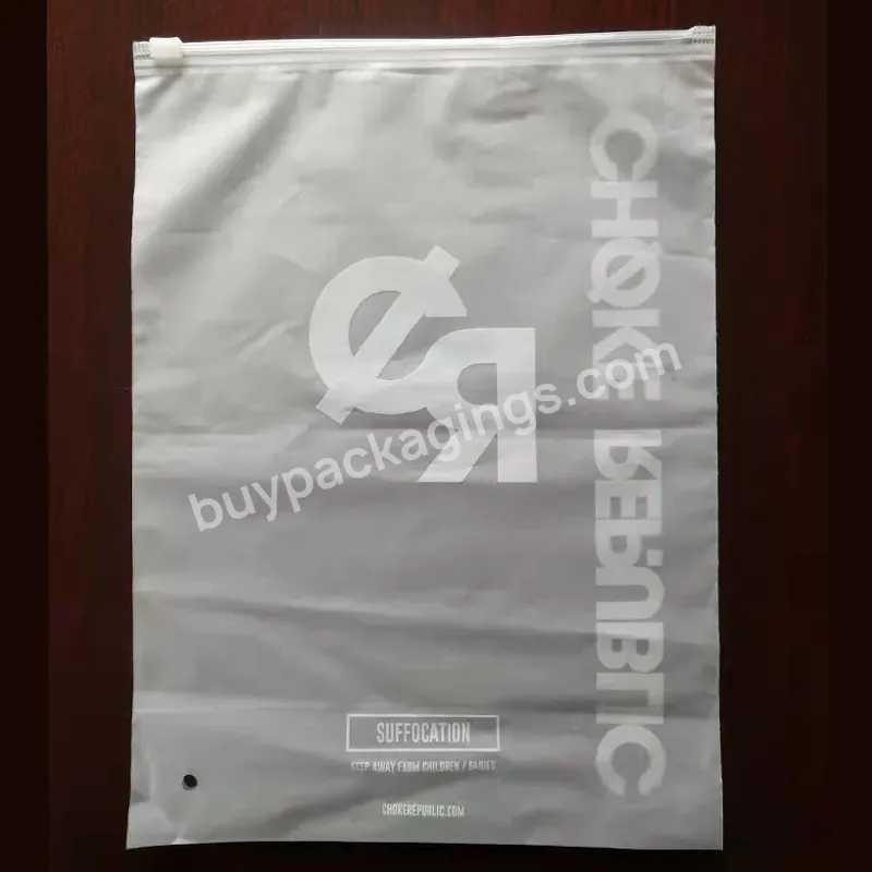 Cheapest Free Sample 50 Microns To 100 Mcirons Frosted Cpe Custom Logo Slider Zipper Zip Lock Garment Plastic Bag With Vent Hole