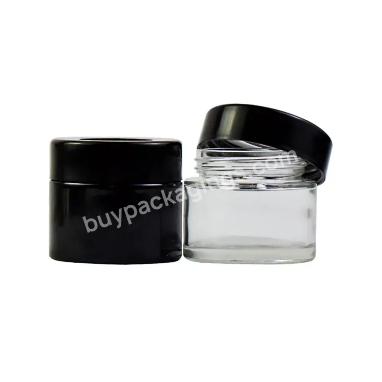 Child Resistant 2oz 3oz 4oz Black Glass Jars For Flower Smell Proof Glass Jar For Flower