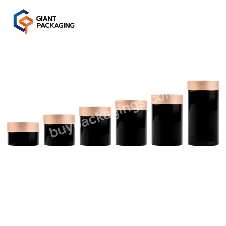 Child Resistant 4oz Glass Jar Smell Proof Bottles Matte Black Glass Jar Aluminite Rose Gold Lid Raw Flower Glass Packaging Jar