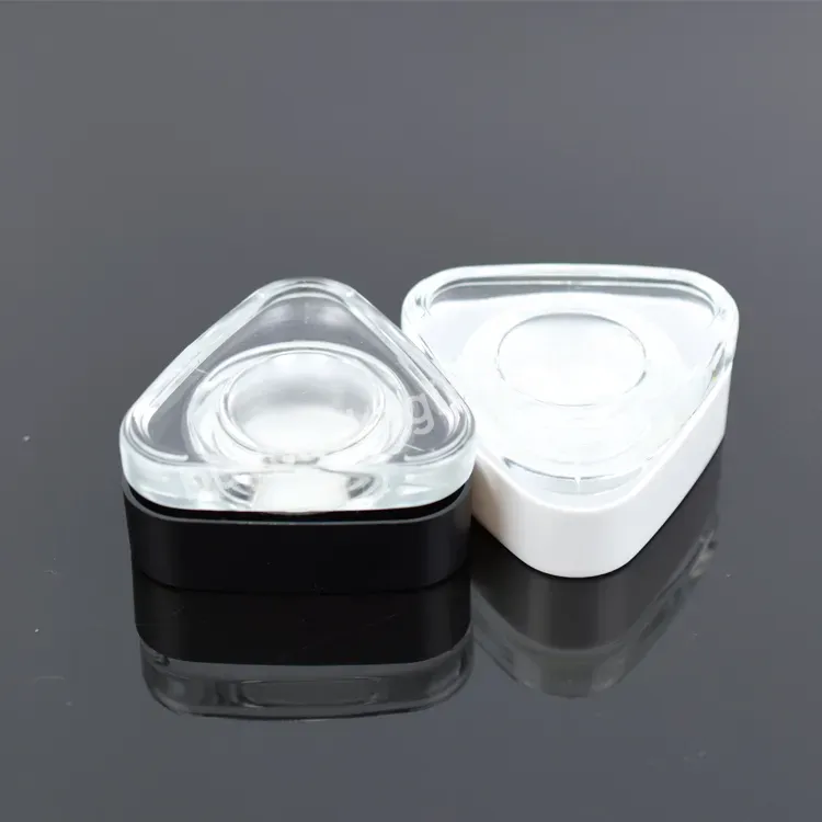 Child Resistant Opaque Or Clear Child Safe 5ml Triqube Triangle Premium Glass Concentrate Jar With White Black Cap