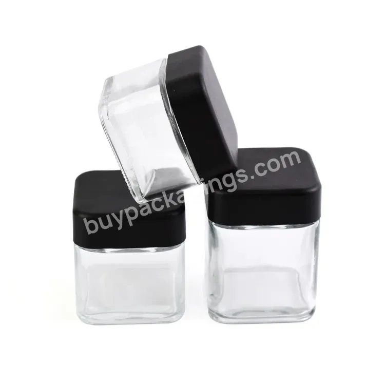 Child Resistant Square Push Down & Turn Plastic Caps W/ Foam Ptfe Liner 2 Oz 3 Oz 4 Oz Cube Square Flower Glass Jar - Buy 2oz 3oz 4oz Airtight Child Resistant Packaging Flower Smell Proof Bottle Clear Square Glass Child Proof Jar,Custom Logo 2oz 3oz