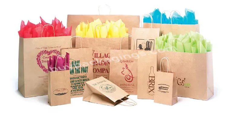 China Cheap Bulk Kraft Brown Paper Bags Gift Shopping Bag Manufactures Wholesale With Paper Handle Logo Printing