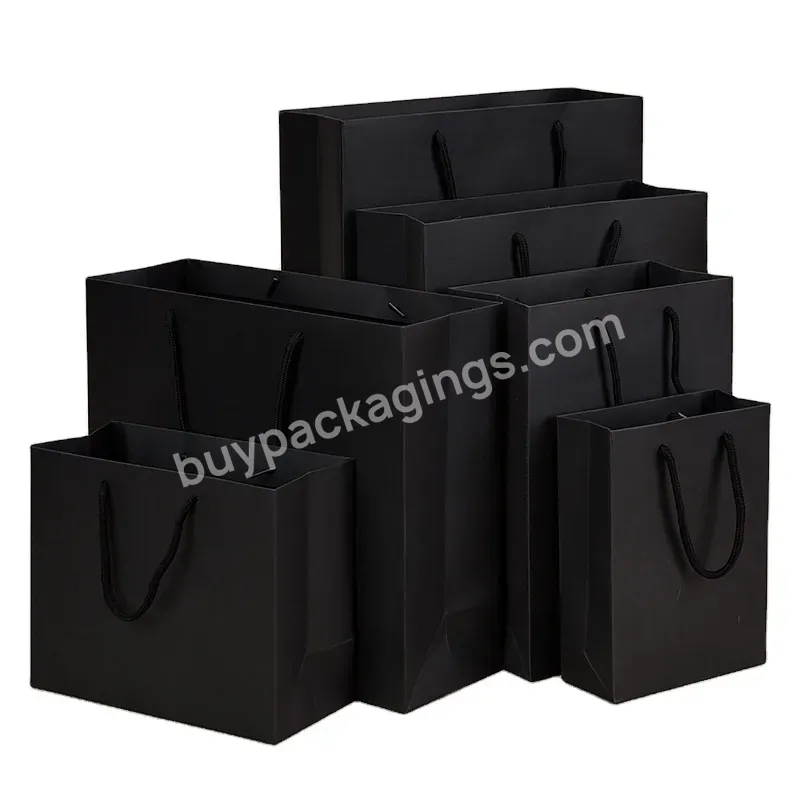 China Cheap Personalized Bags Paper Eco Friendly Shopping Bag Reusable 20 X 30 Small Black Paper Bag With Ribbon