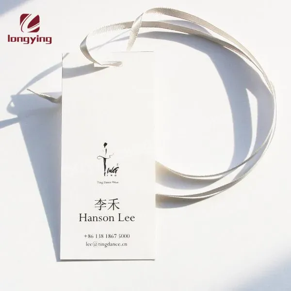 China Custom Logo Luxury 400gsm White Cotton Paper With Embossing Golden Edge Hot Stamping Foil For Clothing Tags Business Card