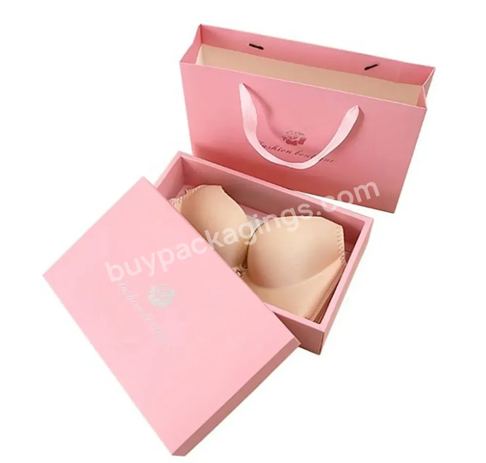 China Custom Logo Print Luxury Paper Cardboard Bra Pajamas Boxes For Lingerie Packaging