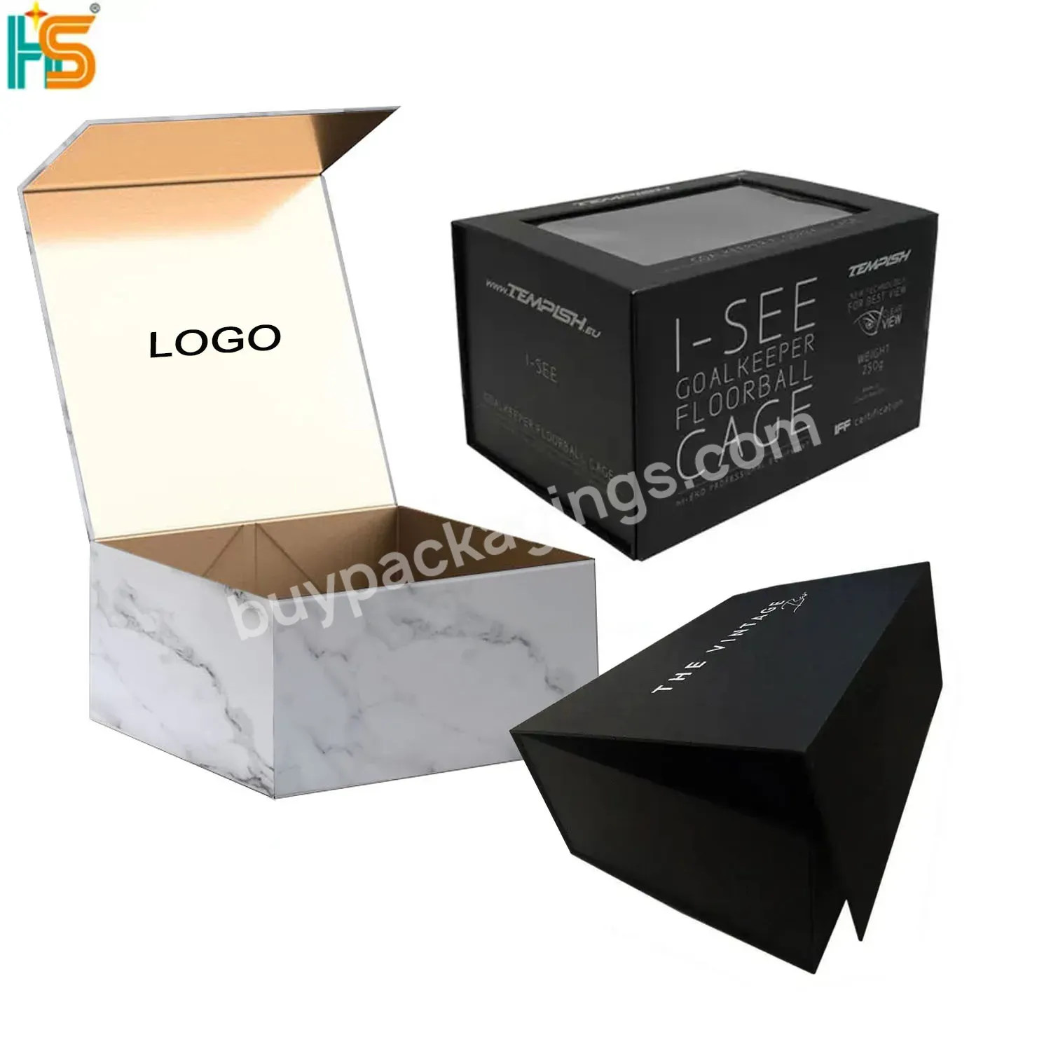 China Custom Logo Recycled Cardboard Packaging Magnetic Closure Black Foldable Paper Gift Boxes Wholesale