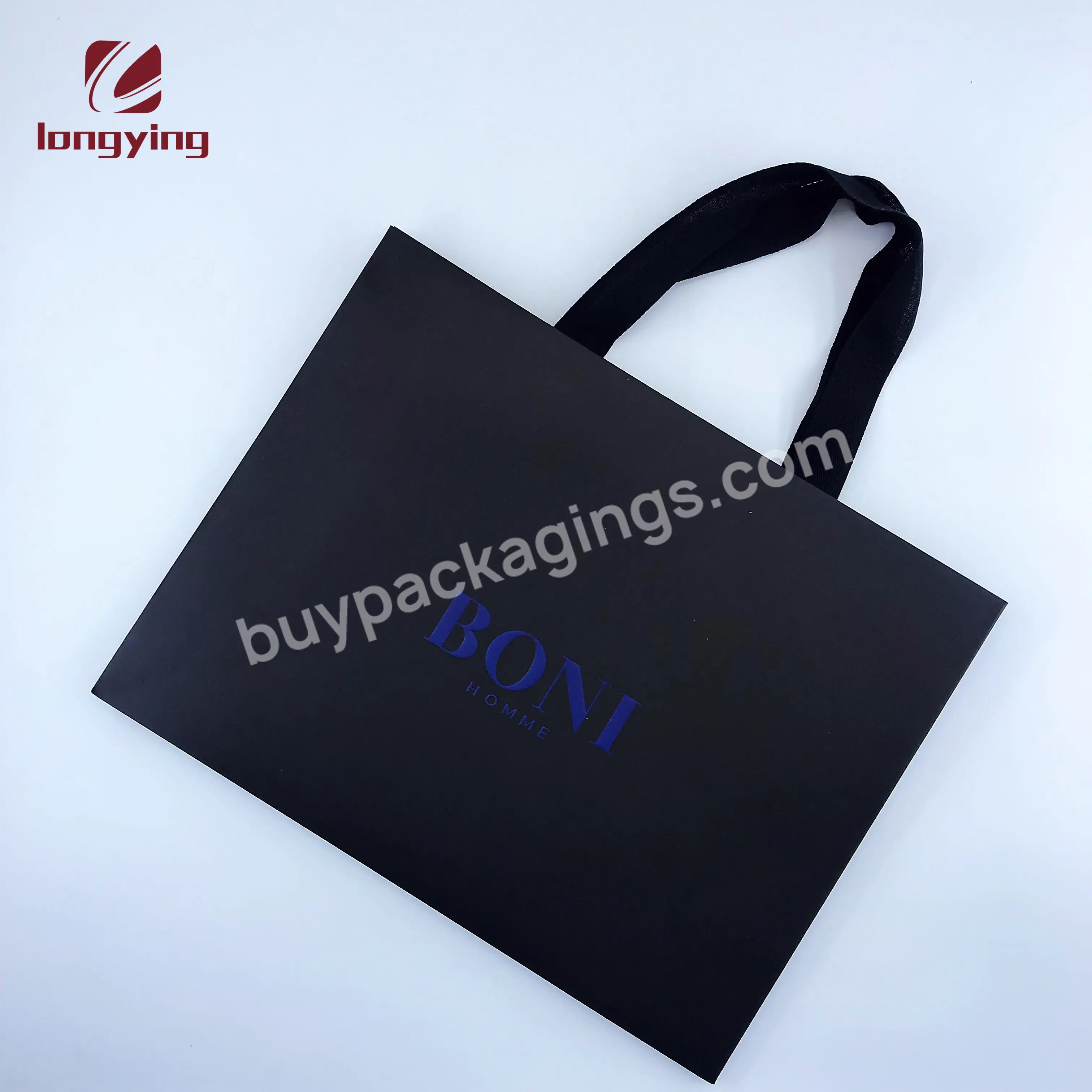 China Custom Luxury Fashion Matte Black Paper Bag With Logo Shopping Paper Bag For Clothes /cosmetic