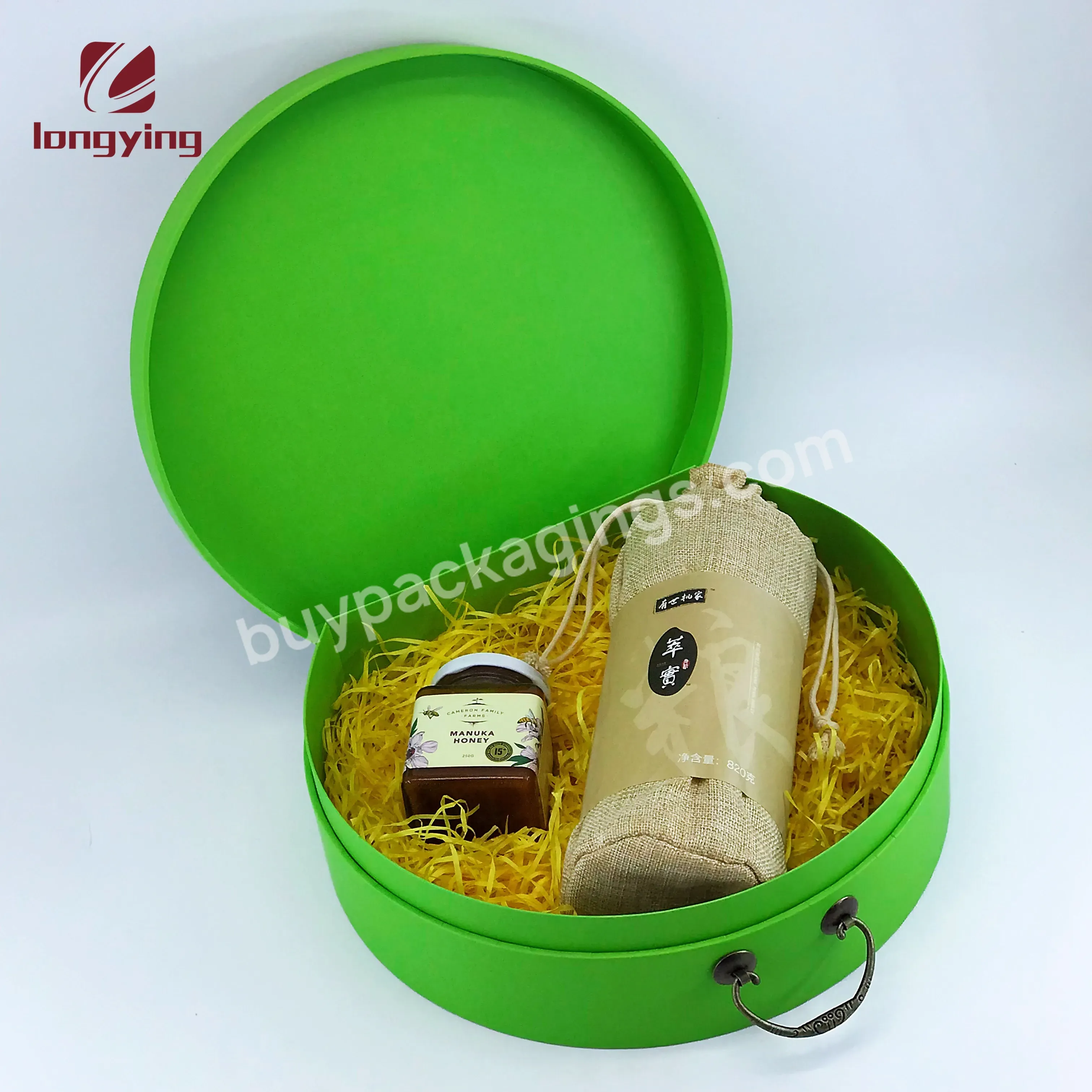 China Custom Luxury Logo Semicircle Handle Cardboard Box With Hot Stamping Foil For Nuts Grains Food Packaging Box