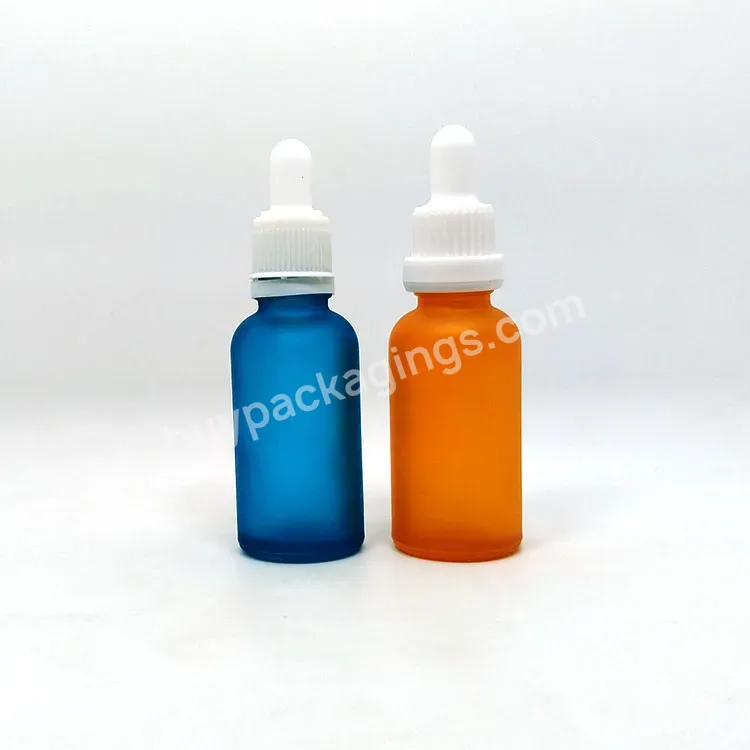 China Factory Custom Glass Dropper Bottle 1oz 5ml 10ml 30ml 50ml 100ml Red Frosted Round Glass Dropper Bottle With Dropper Lids