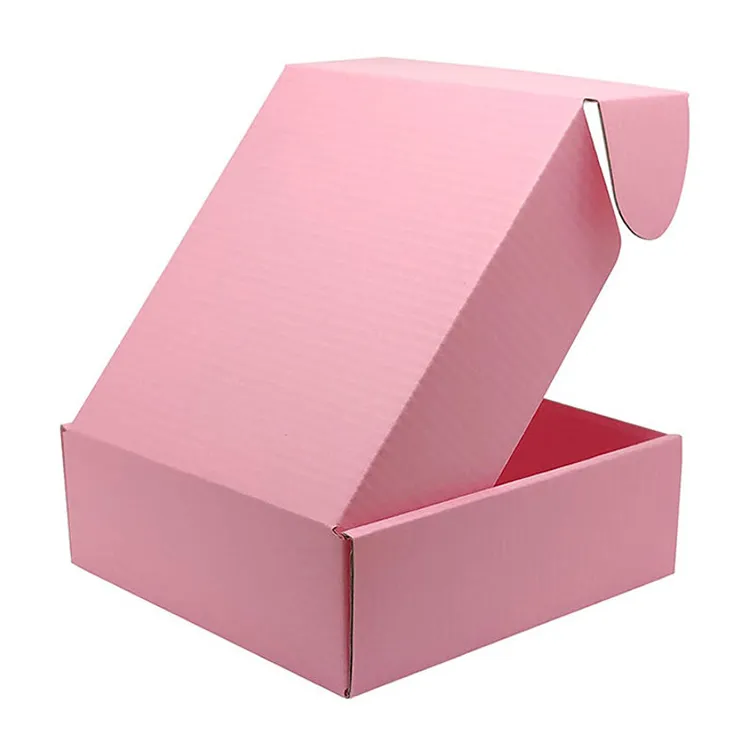 China Factory High Quality Custom Personalized Color Size Logo Pink Cardboard Paper Corrugated Shipping Mailer Boxes Packaging