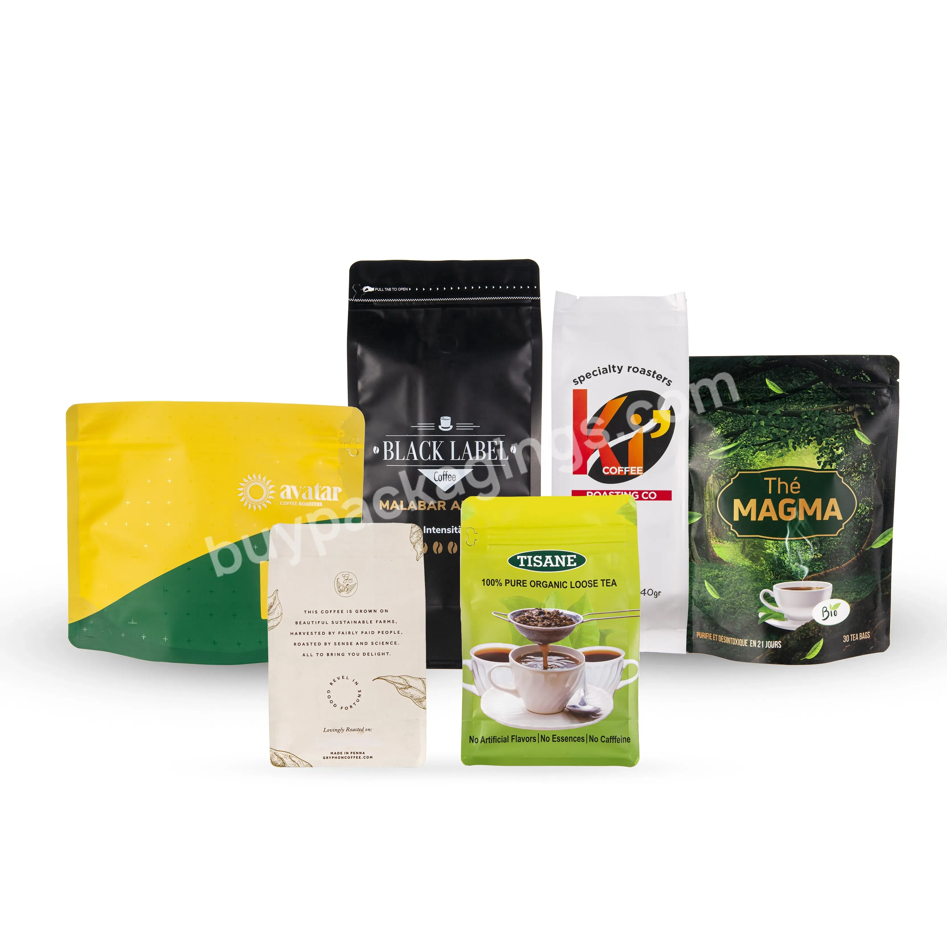 China Factory Matt Black Aluminum Foil Coffee Beans Packaging Side Gusset Coffee Bags With Degassing Valve