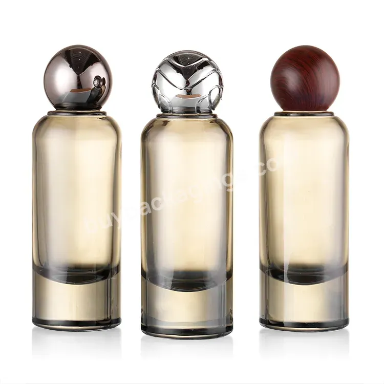 China Factory Seller Round Empty Recycled Jars Perfume Glass Bottle With Wooden Lid