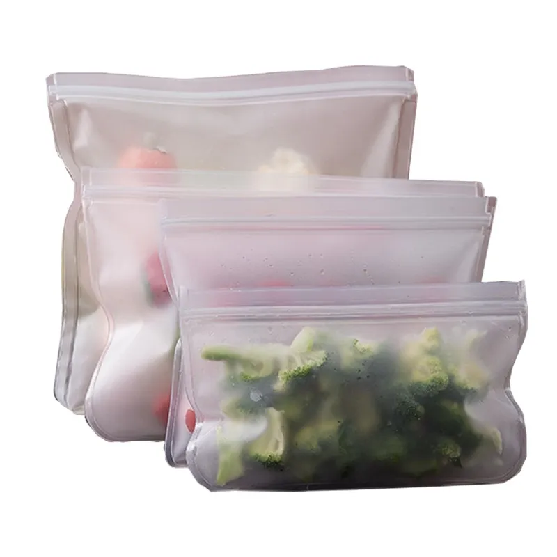 China Food Silicone PEVA Clear Space Home Freezer Leakproof Zipper Zipper Finishing Packing Fresh Keeping Reusable Storage Bags