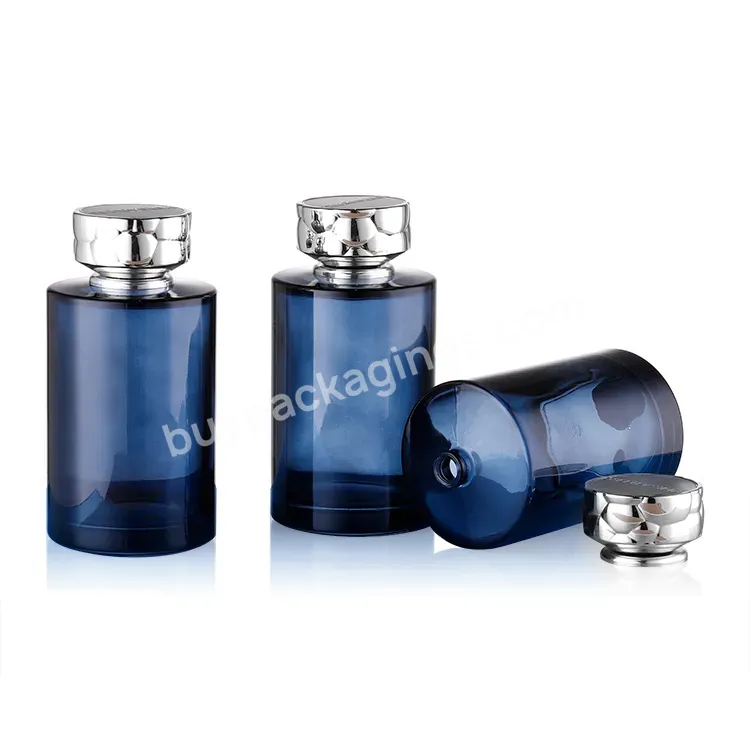 China Manufacturer 250ml Blue Round Bottle Customized Perfume Bottles Cosmetic Packaging With Wholesale Price