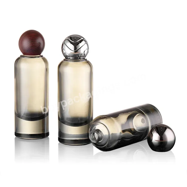 China Manufacturer Cylinder Transparent Oem Luxury Perfume Custom Glass Bottle With Wooden Lid