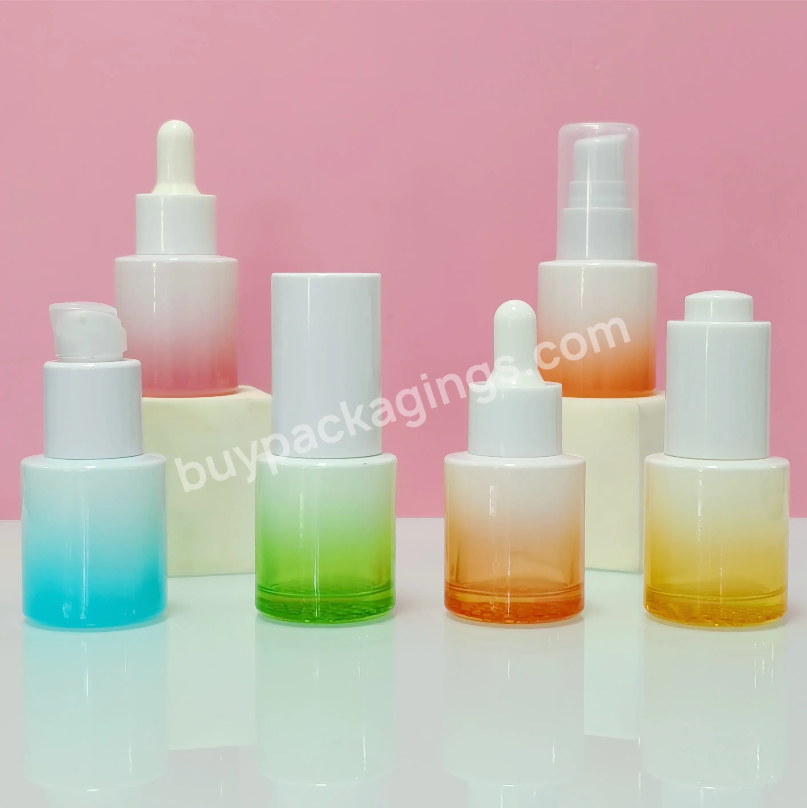 China Manufacturers 20ml Wholesale Empty Cylinder-shaped Essential Serum Hair Oil Glass Dropper Bottle