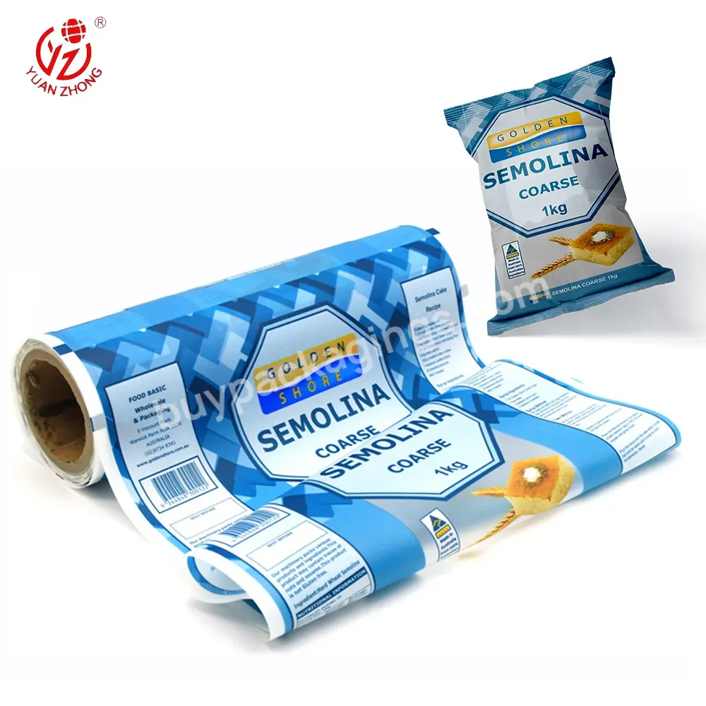 China Printing Factory Custom Print Flour Packaging Material Plastic Laminated Roll Film / Sachet Packaging Film For Food