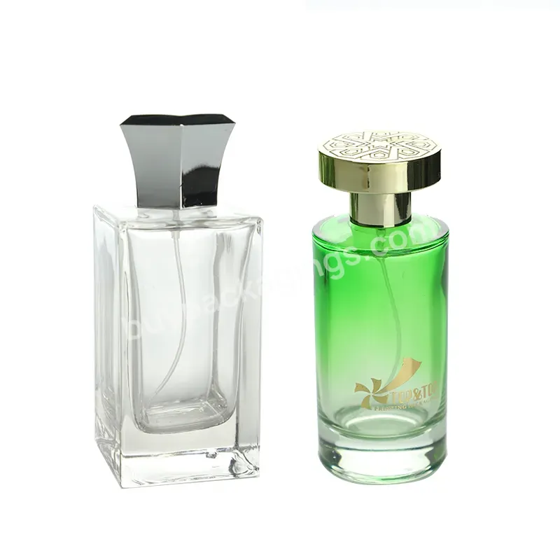 China Refillable Spray Crimp Clear Rectangle Atomizer 10ml 50ml Spray Cylindrical Cube Glass Perfume Bottles