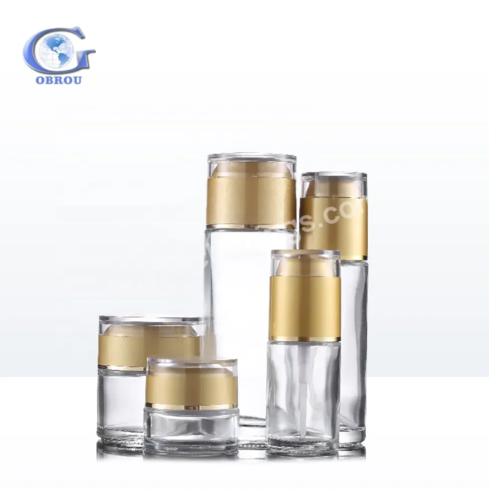 China Supplier Cosmetic Packaging 50ml Glass Lotion Bottle Face Cream Jar Set For Personal Care