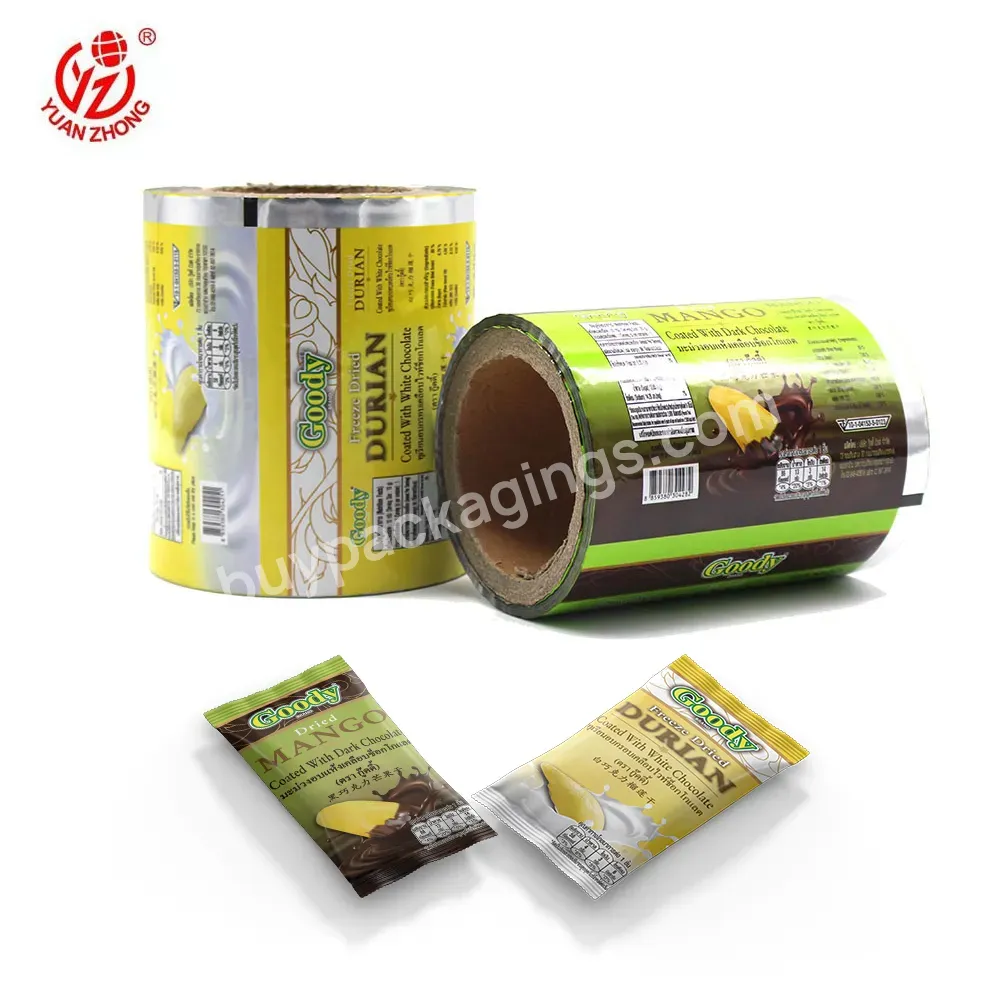 China Supplier Custom Color Printed Sachet Film Roll For Chocolate,High Quality Pet/al/pe Food Packaging Film Roll