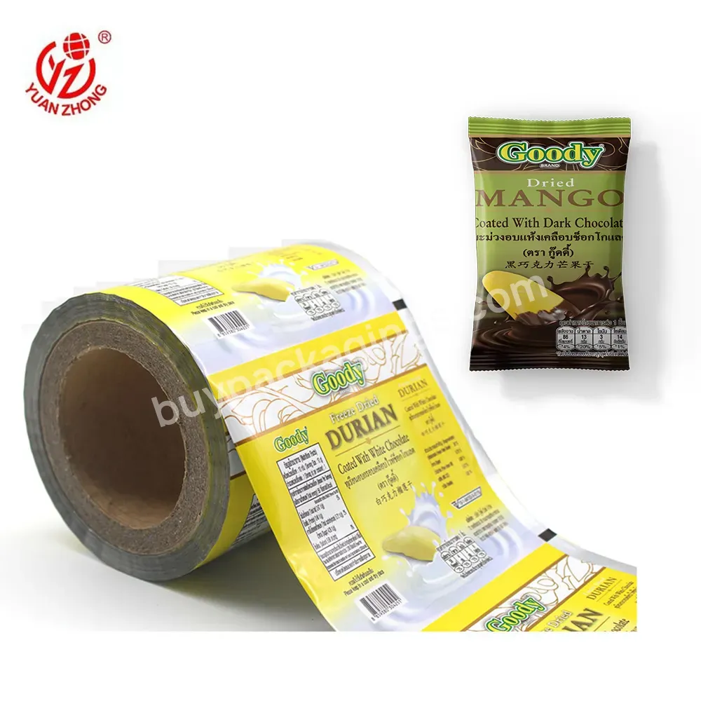 China Supplier Custom Color Printed Sachet Film Roll For Chocolate,High Quality Pet/al/pe Food Packaging Film Roll