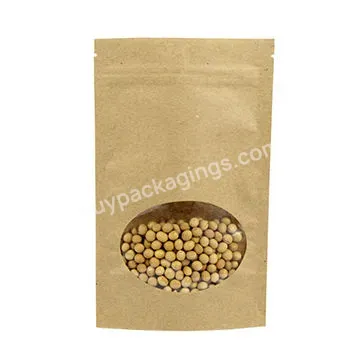 China Supplier Customized Food Snack Food Pouch Clear Window Resealable Stand Up Kraft Paper Bag For Potato Chip Snack Food
