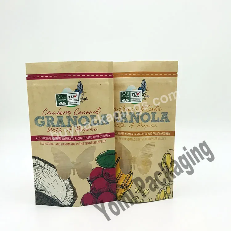 China Supplier Plastic Coffee Bag Kraft Paper Food Packaging Bag With Clear Window