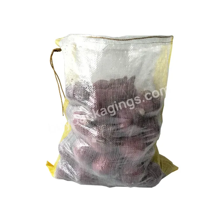 China Supplier Sale Transparent Grain Rice Recyclable Pp Woven Bag With Drawstring