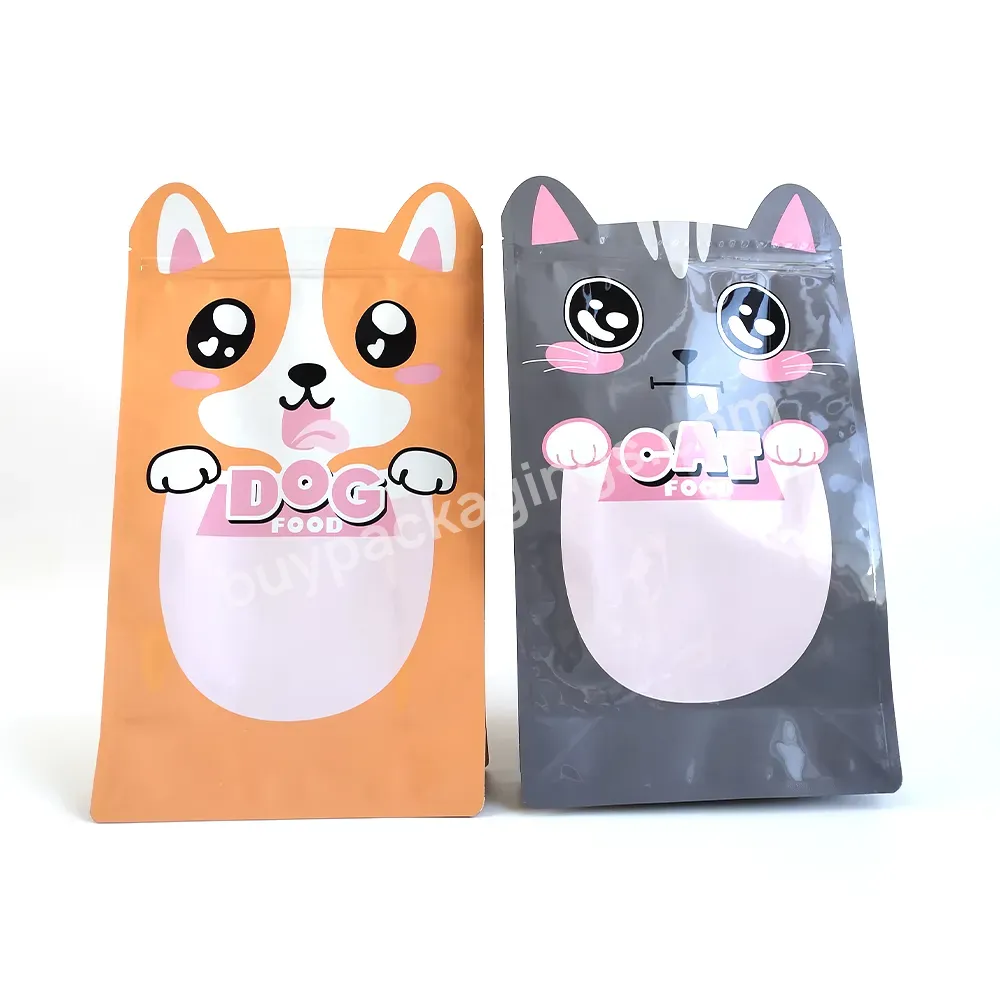 China Suppliers Flat Bottom Stand Up Pouch Custom Large Size Cat Dog Food Bag Pet Food Bags Packaging With Resealable Zipper