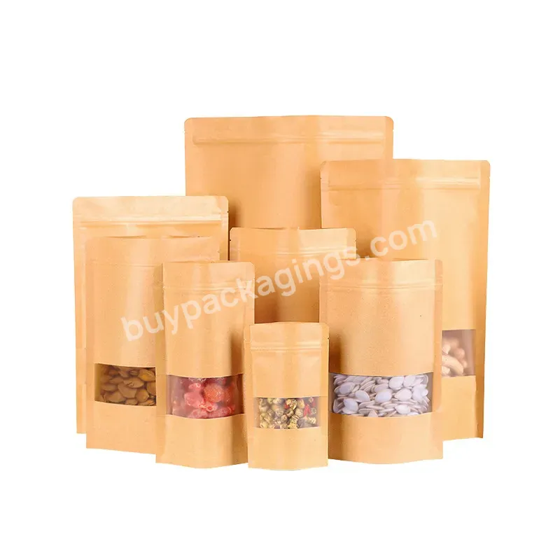 China Suppliers Reusable With Zipper Food Packing Kraft Paper Stand Up Bag