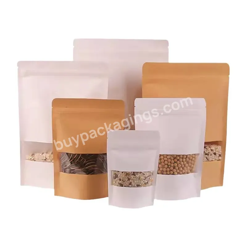 China Wholesale Manufacturer Eco Friendly Food Packaging Biodegradable Stand Up Pouches With Zipper Kraft Paper Bag