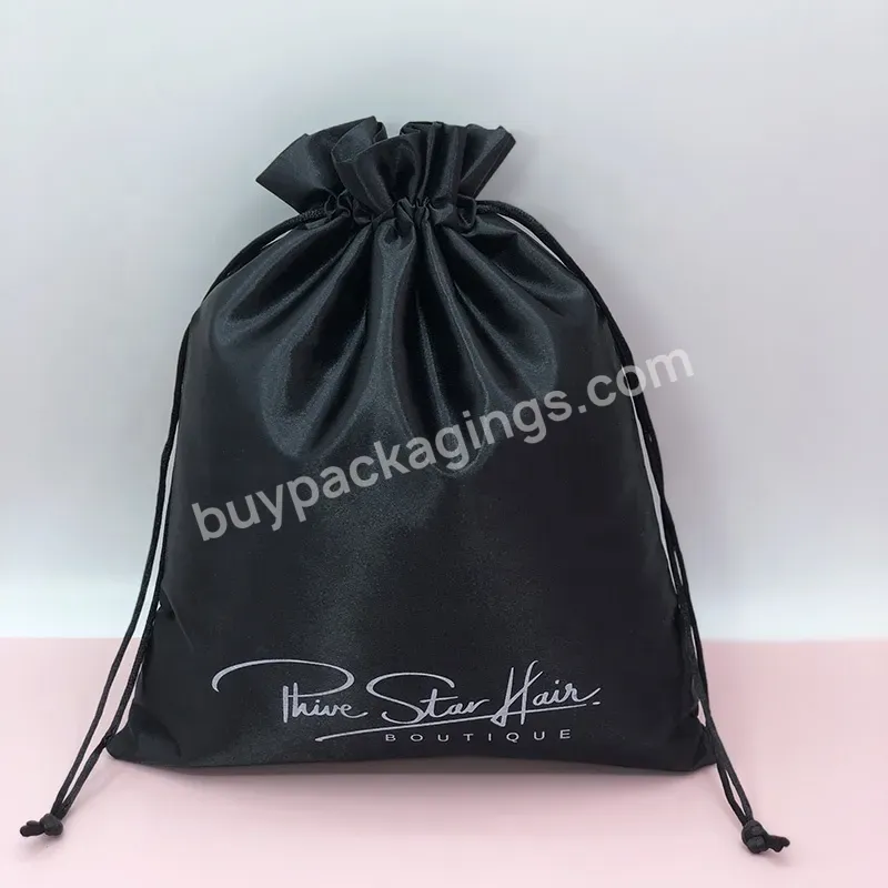 China Wholesale Private Label Custom Black Gift Satin Pull String Bags Packaging