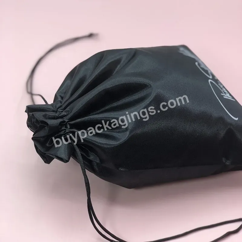 China Wholesale Private Label Custom Black Gift Satin Pull String Bags Packaging