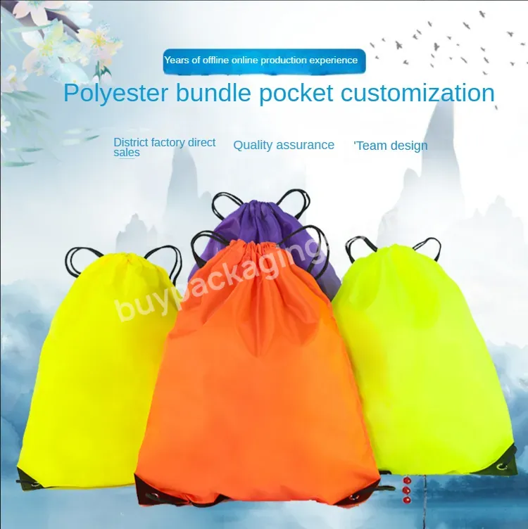 Chinese Factory 420d Custom Logo Polyester Polyester Drawstring Bag