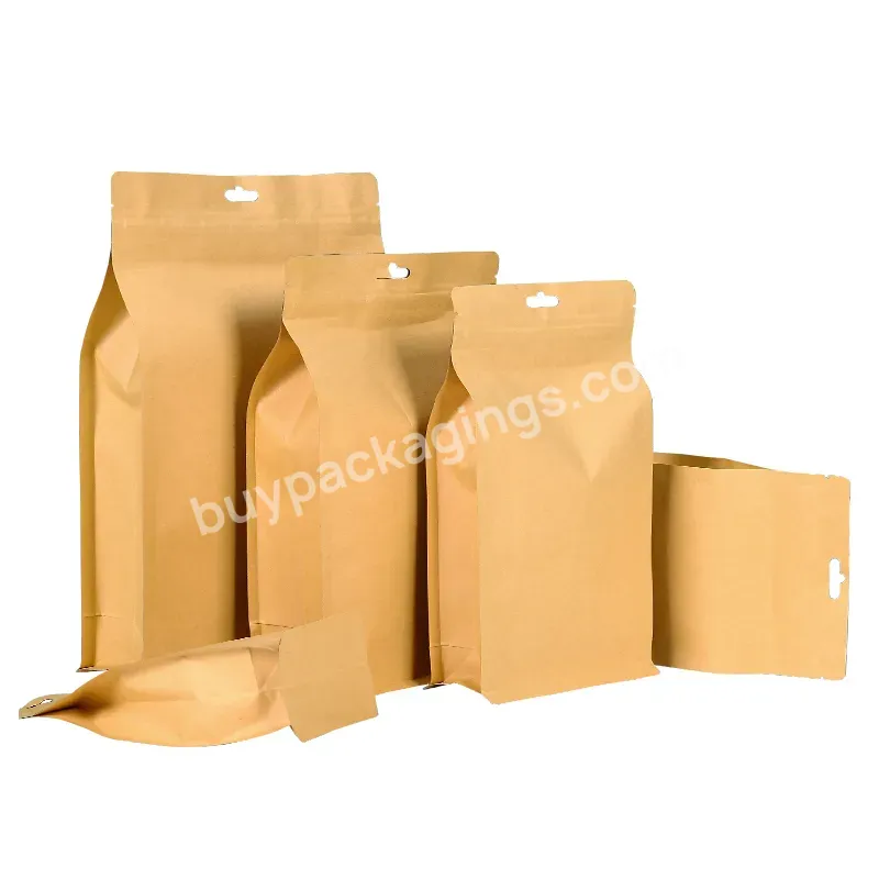 Chinese Factory Small Size Take Away Fast Food Yellow Kraft Paper Aluminized Octagonal Sealed Bag