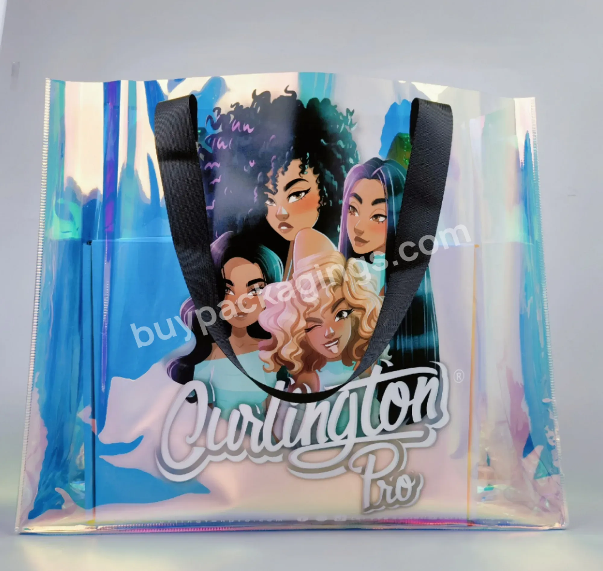 Chinese Supplier Custom Luxury Holographic Tote Wedding Gift Bag Wig Packaging Bag