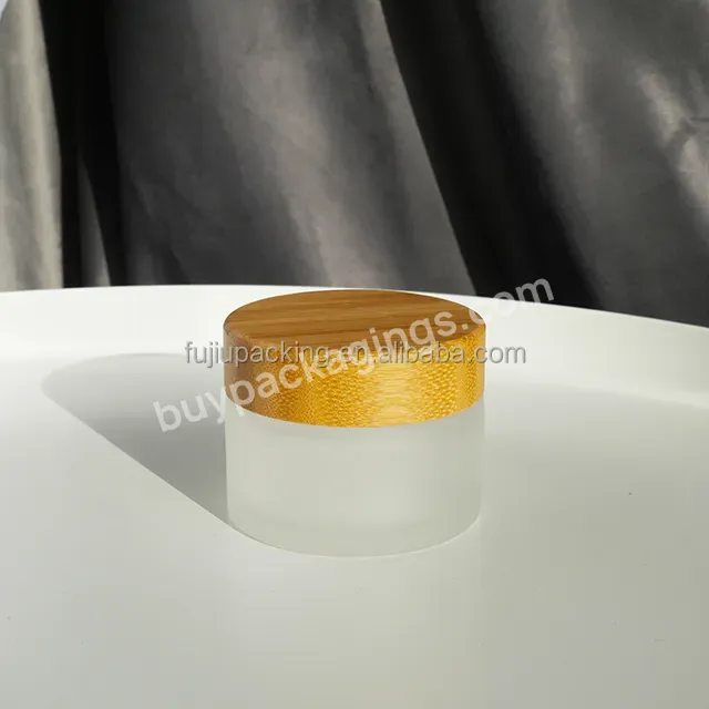 Chinese Supplier Skin Care Lotion Bottle Jar 15ml 30ml 50ml Round Glass Clear Frosted Cosmetic Cream Jar With Bamboo Lid