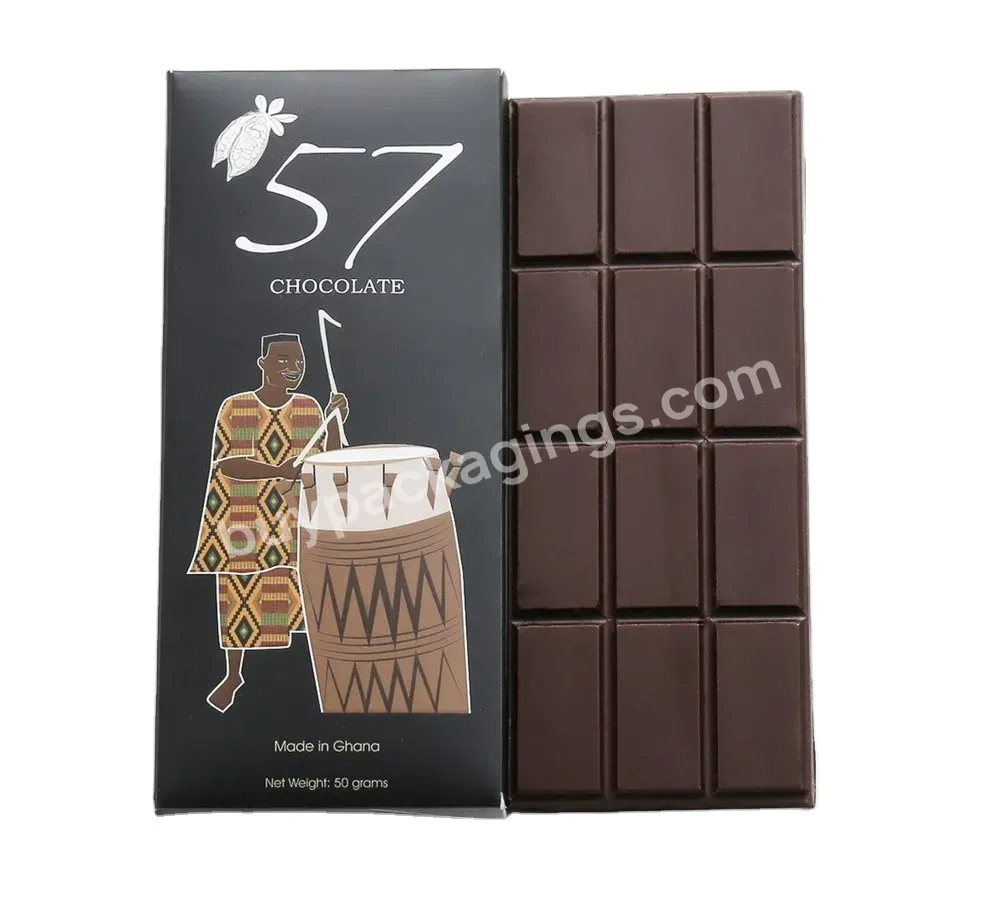 Chocolate Bar Packaging Box Food Grade Custom Design White Paper Cardboard Silver Gold Foil Chocolate Bar Packaging