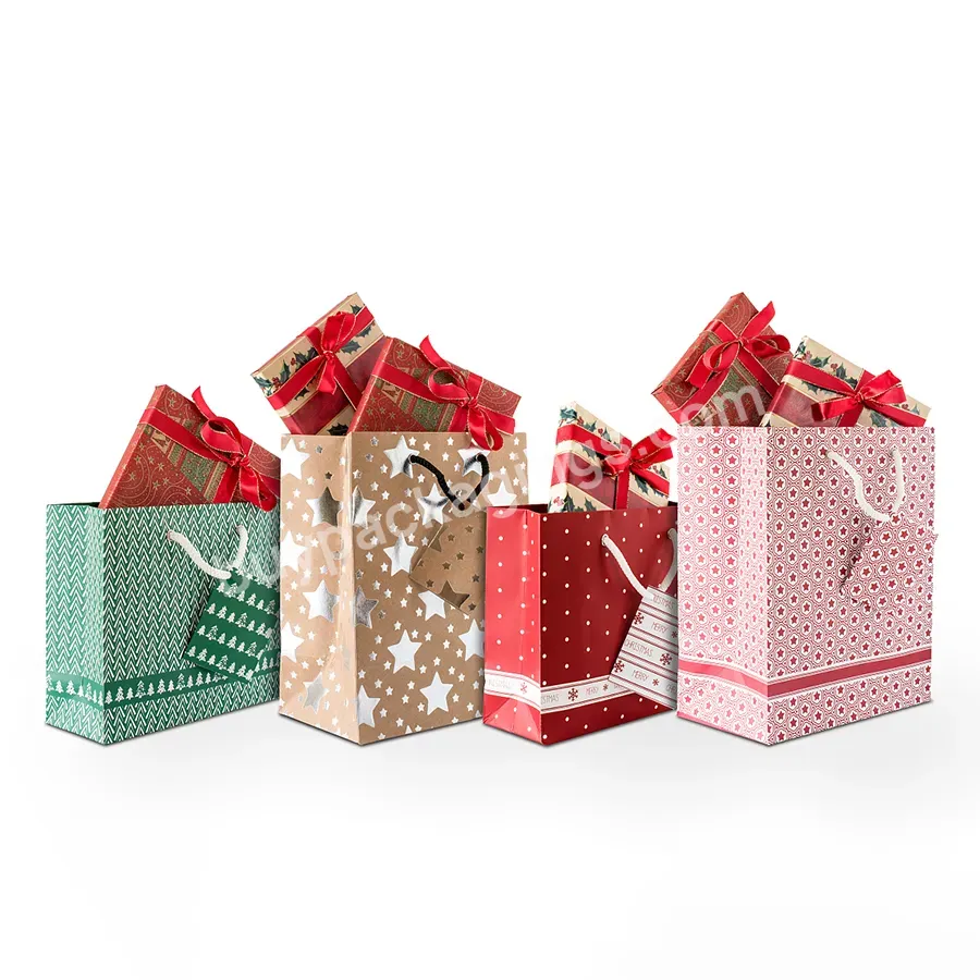 Christmas Bags For Gift Recyclable Kraft Paper Bag Holiday Gift Packaging Bag Manufacturers