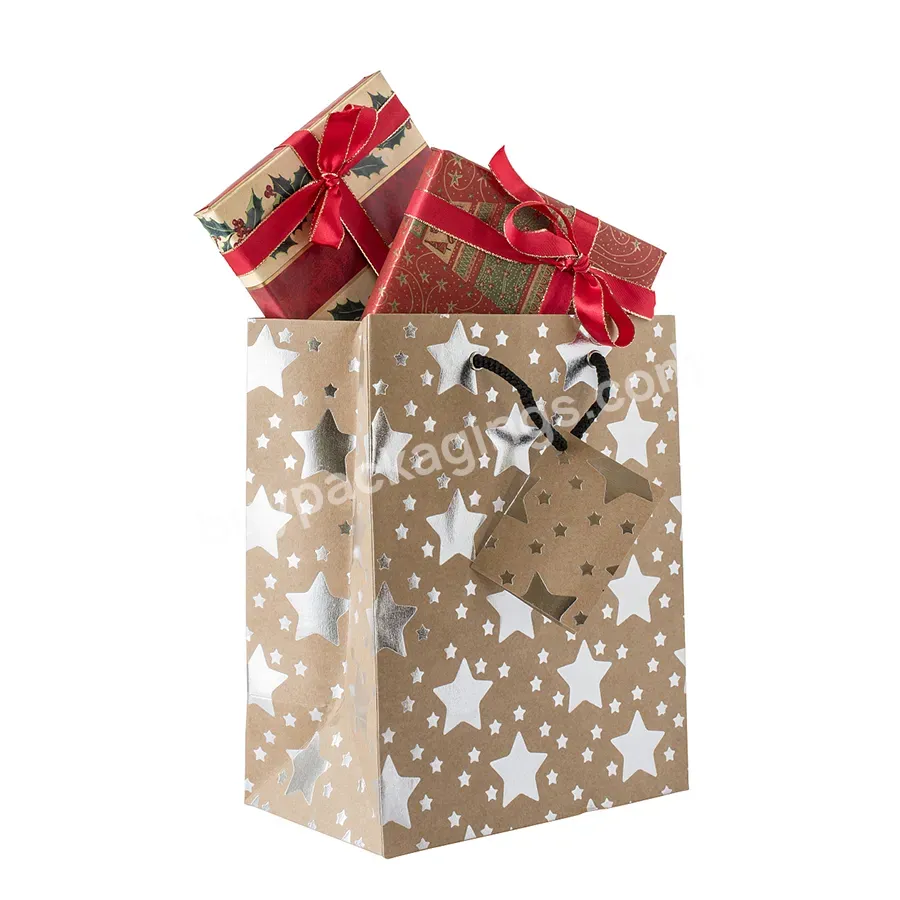 Christmas Bags For Gift Recyclable Kraft Paper Bag Holiday Gift Packaging Bag Manufacturers