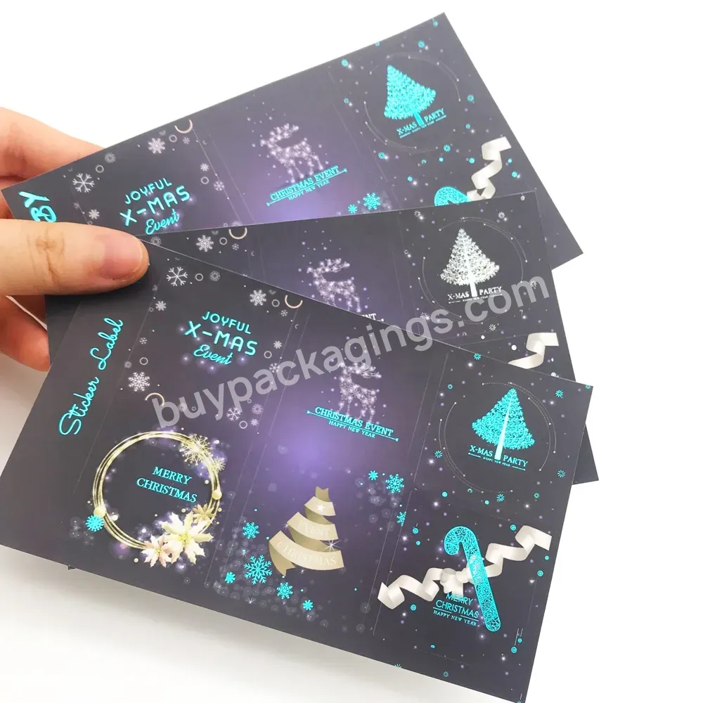 Christmas Custom Gold Foil Matte Kiss Cut Stickers Sheet Printed