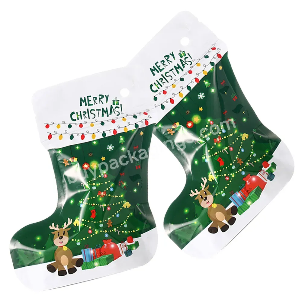 Christmas Decor,Bag Compostable Stand Up Pouch Shape With Zip,Shaped Stand Up Pouch Bags