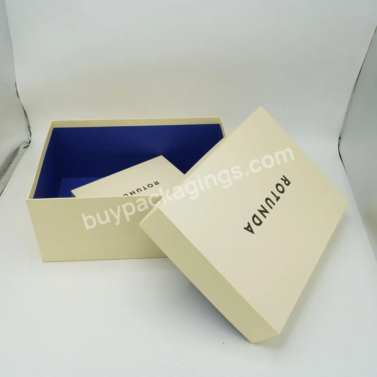 Christmas Festival Gift Boxes Packaging Custom Luxury Lid And Base Beige Gift Rigid Box