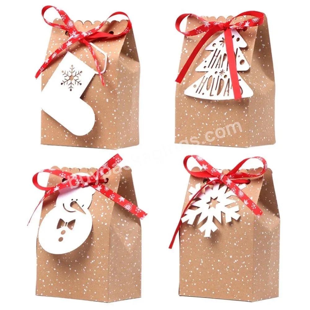 Christmas Gift Bags Kraft Paper Box For Treats Christmas Present Favor Boxes Candy Bags For Coworker Students Teachers Kids Good