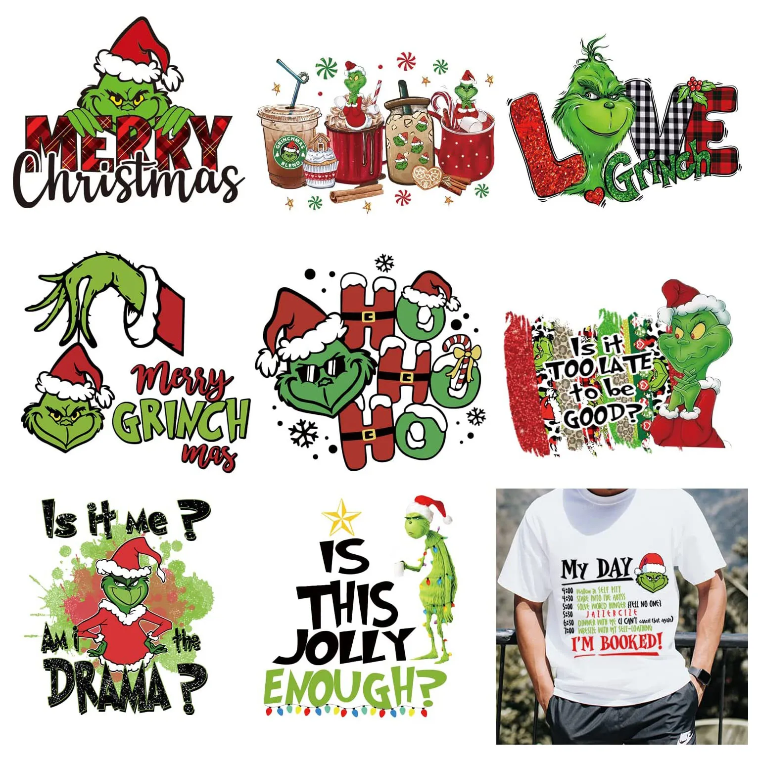 Christmas Iron on Decals Heat Transfer Vinyl Sticker Patches Cartoon Transfer Paper for Clothing Hat Pillow Backpack