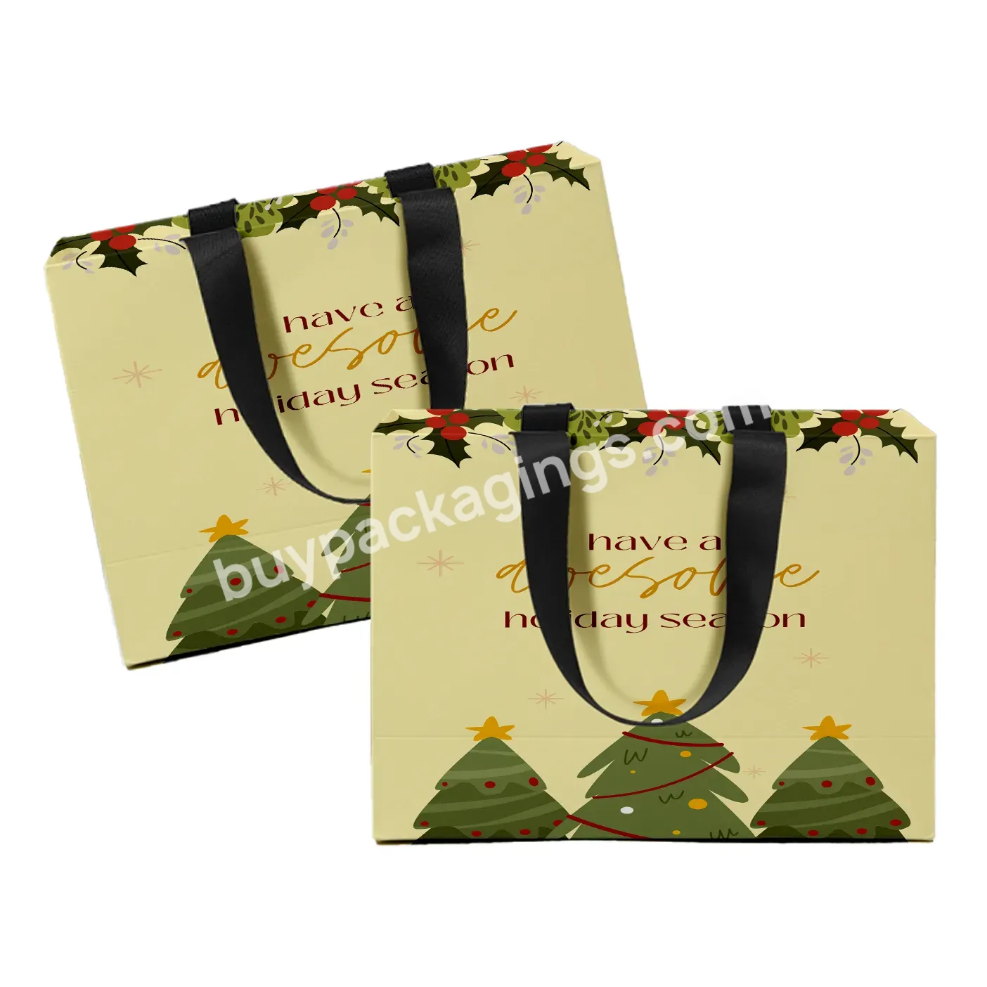 Christmas Luxury Gift Bag Ribbon Cheap Price Kraft Paper Clothing Small Shopping Bag Custom Brown Gift Bags