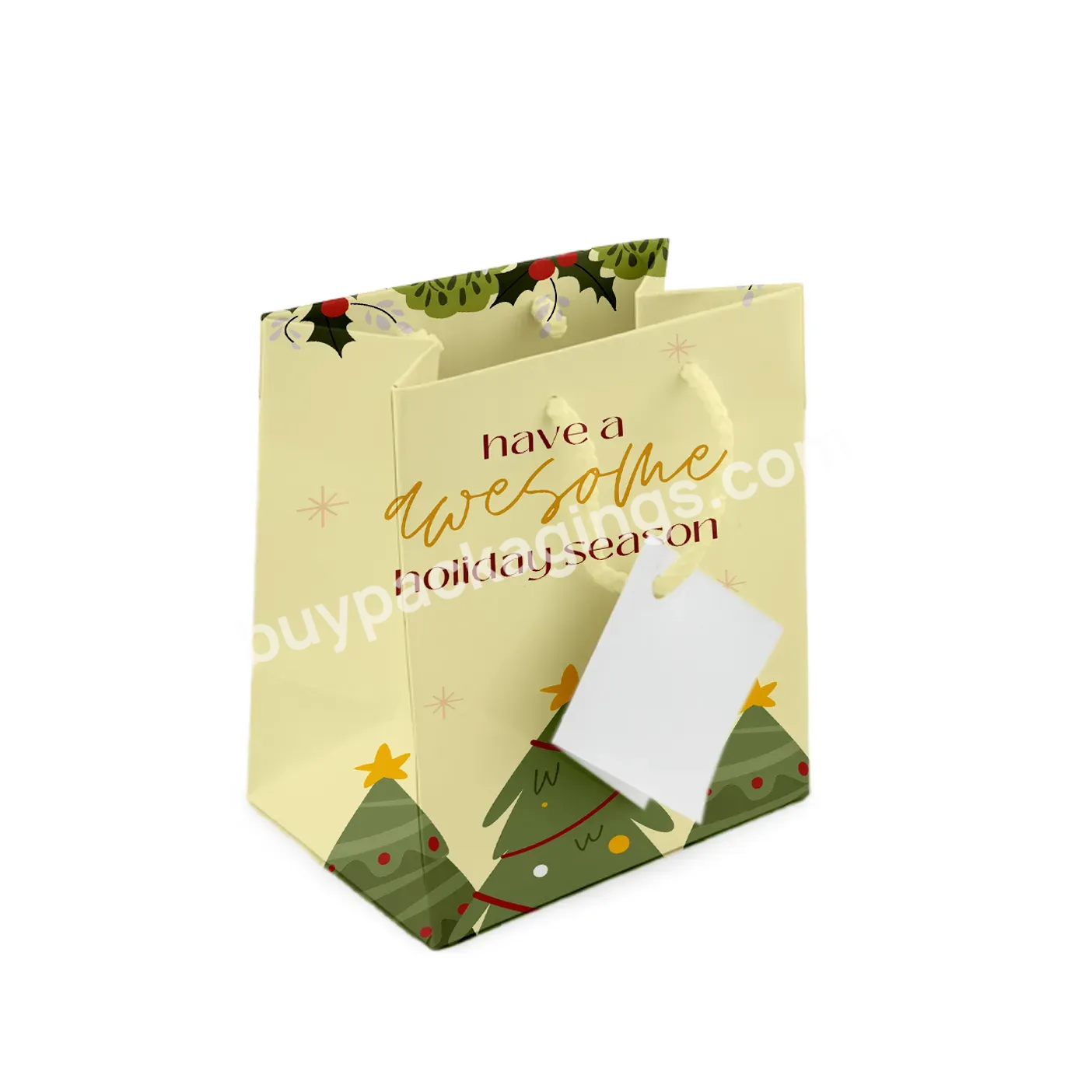 Christmas Luxury Gift Bag Ribbon Cheap Price Kraft Paper Clothing Small Shopping Bag Custom Brown Gift Bags