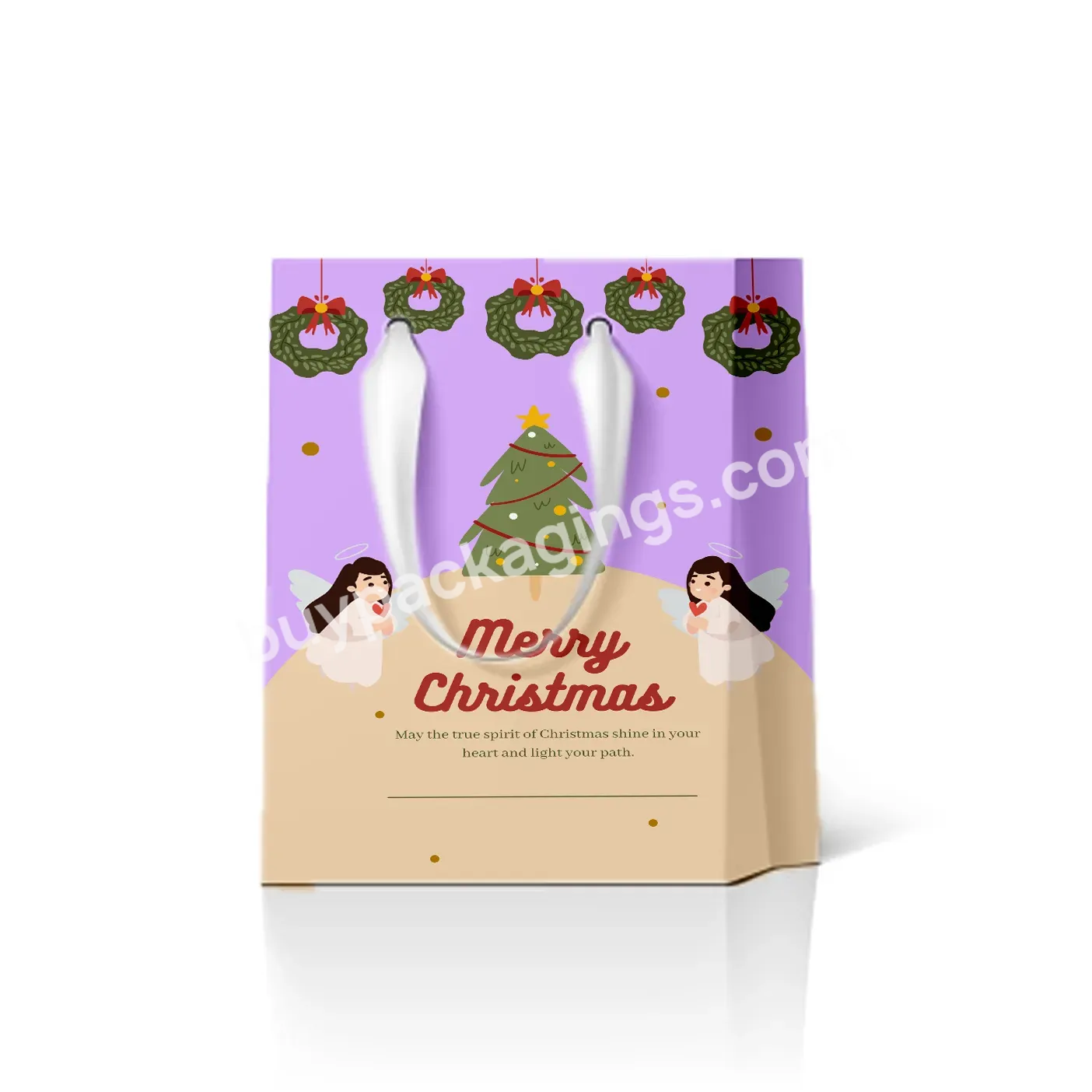 Christmas Paper Bag Custom Logo Luxury Merry Christmas Paper Gift Bag Customized With Your Own Logo