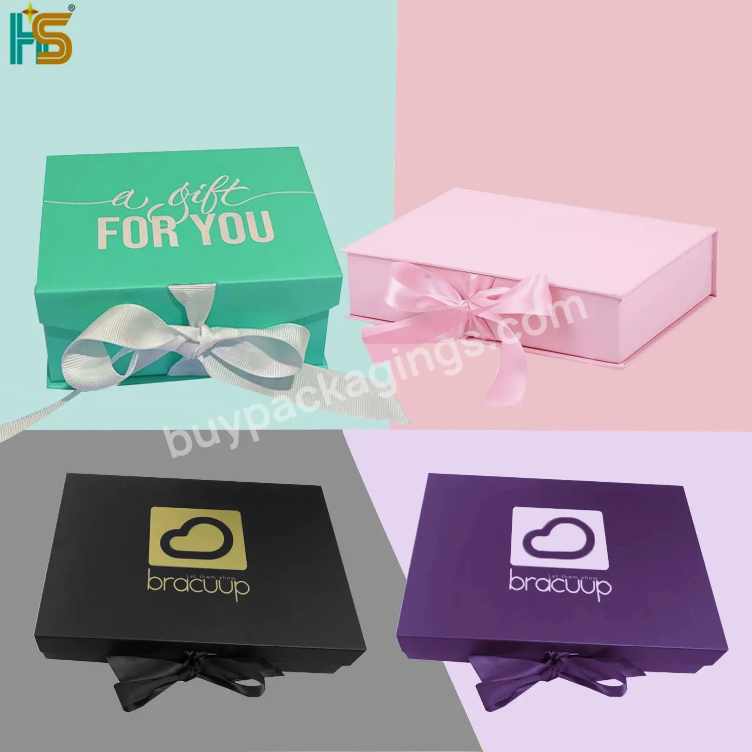 Christmas Present Packaging Box Custom Storage Wedding Birthday Favor Gift Ribbon Boxes With Lids